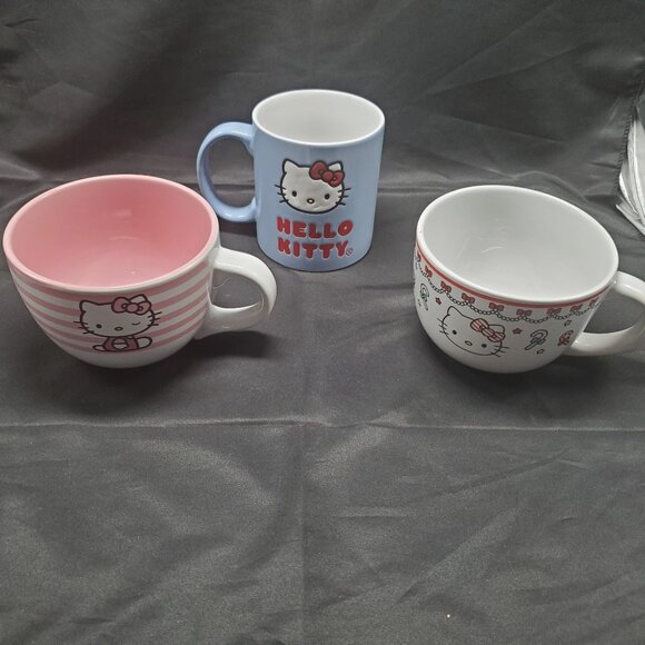 Hello Kitty Assortment of Coffee Mugs by Silver Buffalo Sanrio-Set of 3 - Picture 1 of 6